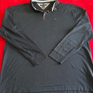 Tommy Hilfiger mens big and tall 3XL slim fit Navy long sleeve polo Shirt